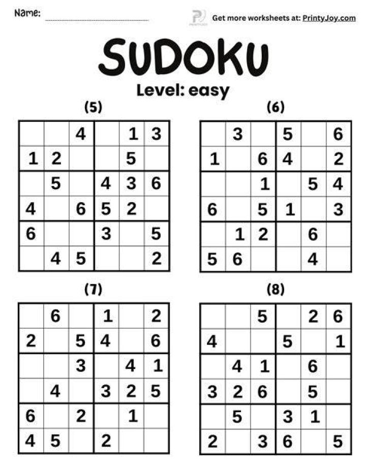 Are there any printable Sudoku puzzles for kids?