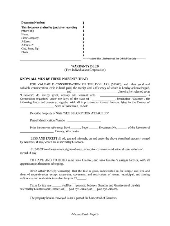 How do I fill out a warranty deed in Wisconsin?