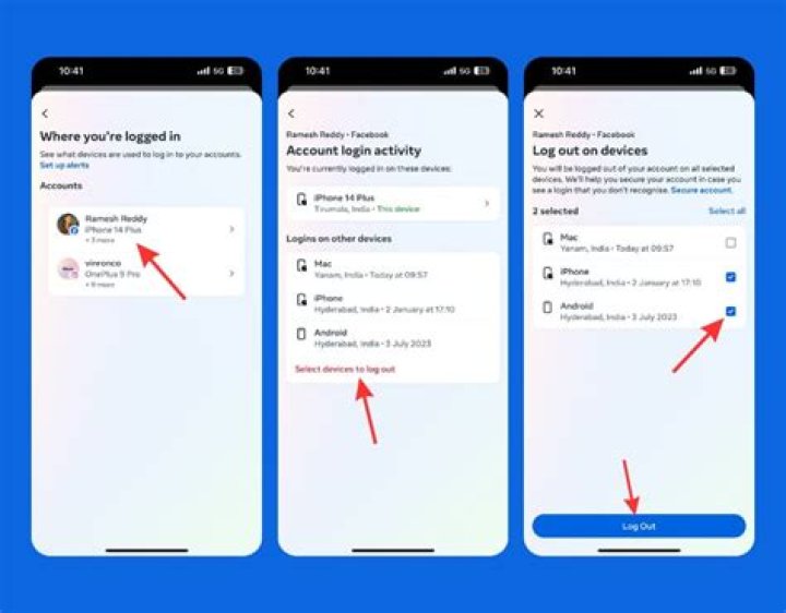 How do I logout of Facebook on Samsung browser?