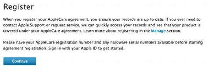 How do I register for AppleCare protection online?
