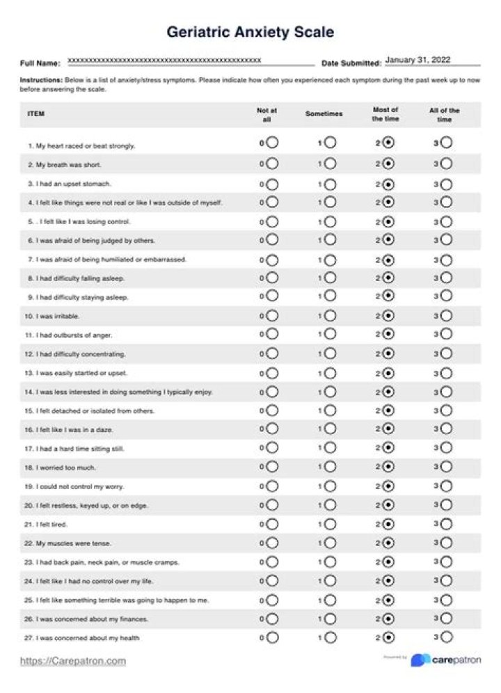 How do you score the geriatric anxiety scale?