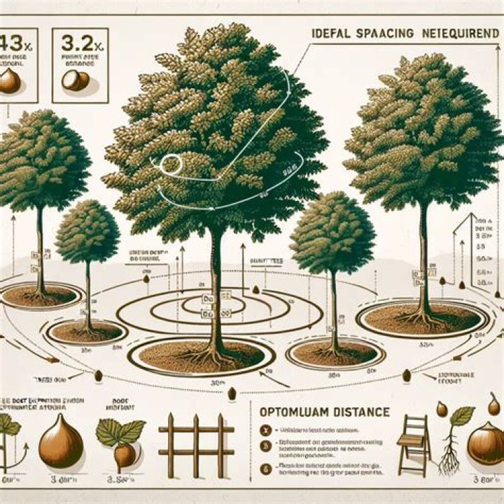 How far apart should English oak trees be planted?