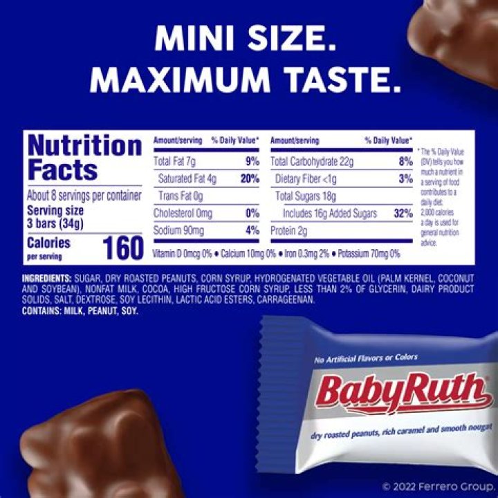 How many calories are in a bite size Baby Ruth?
