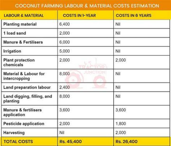 How much can we earn from 1 acre coconut trees?