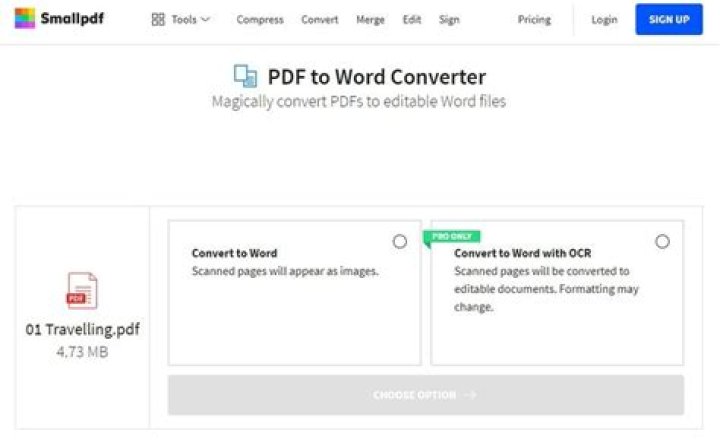 How to convert Smallpdf PDF to word?