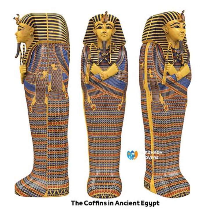 What are some differences between a coffin and an Egyptian sarcophagus?