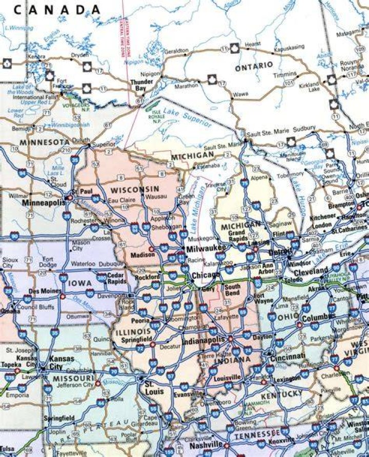 What are the 4 major highways in the Midwest region?