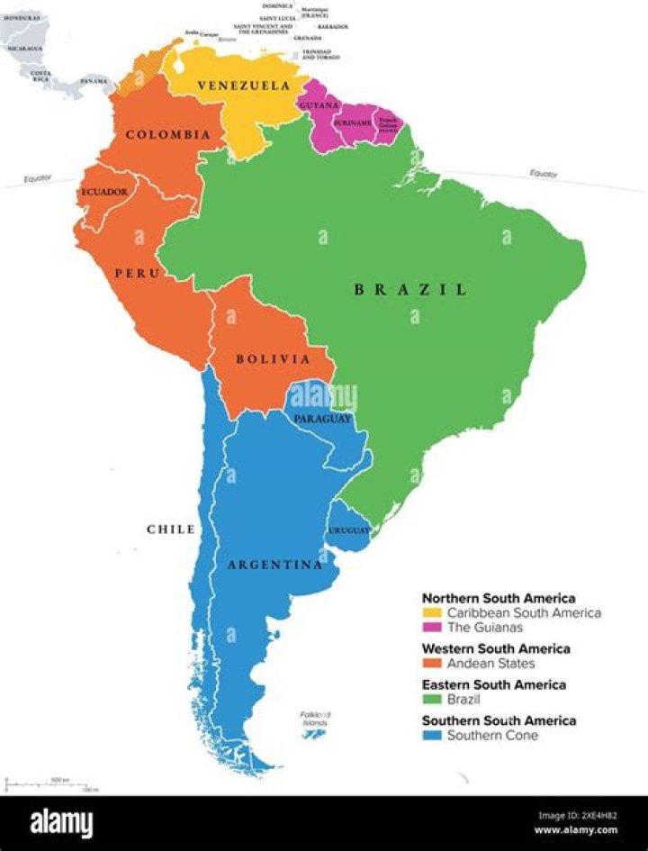 What are the 6 regions of Latin America?