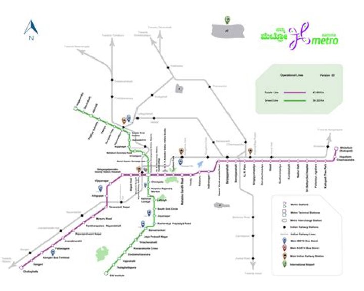 What are the metro routes in Bangalore?