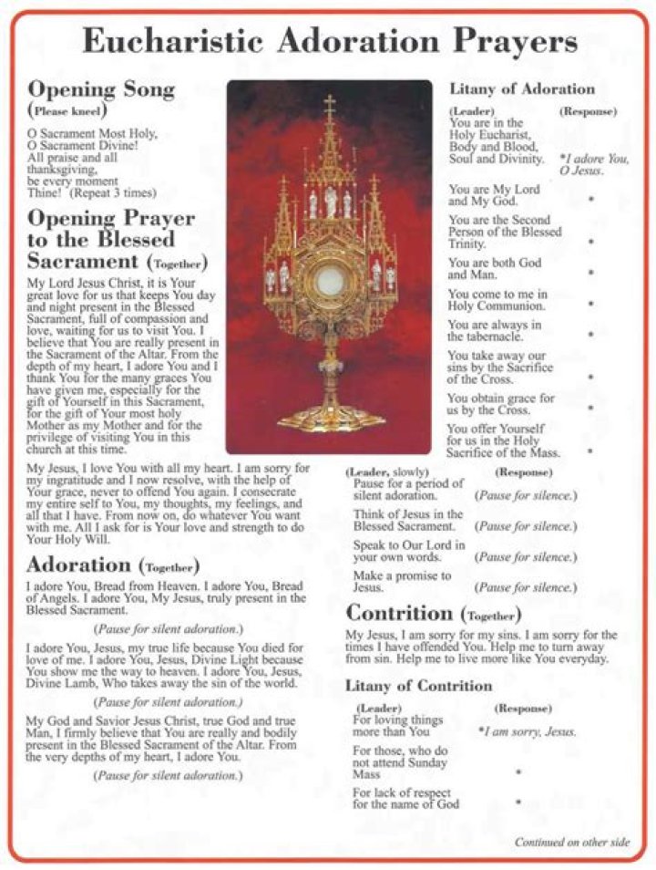 What are the words of the Eucharistic Prayer?