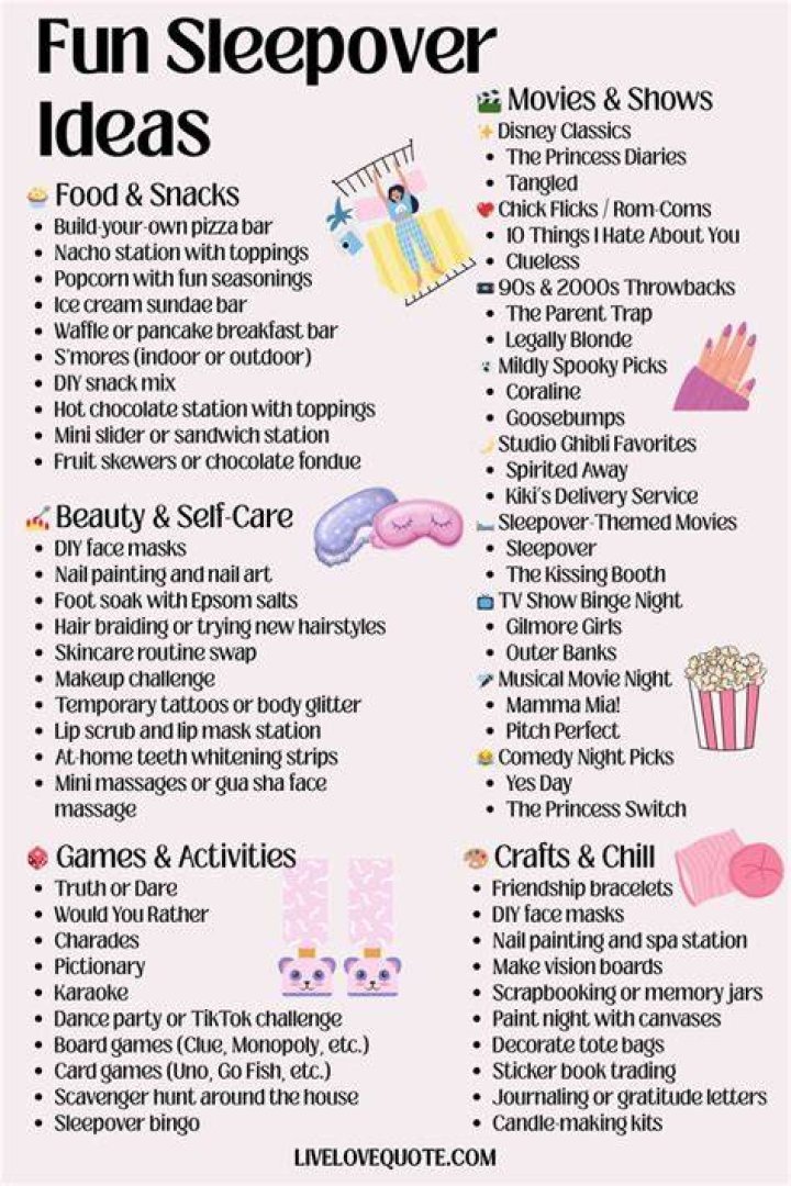 What can you do at a sleepover with friends?