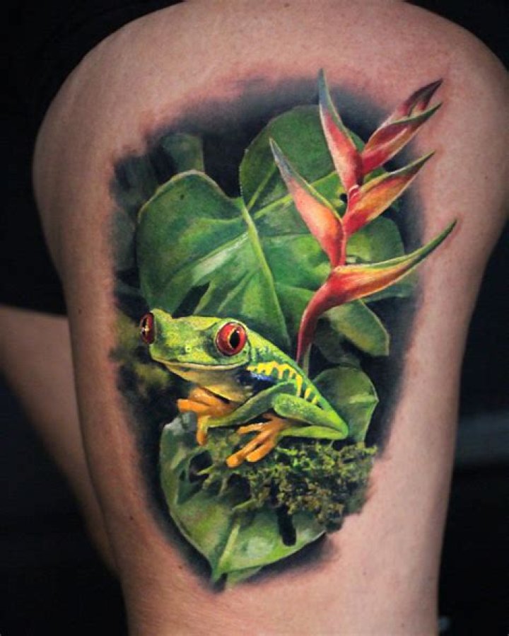 What color is a tree frog tattoo?