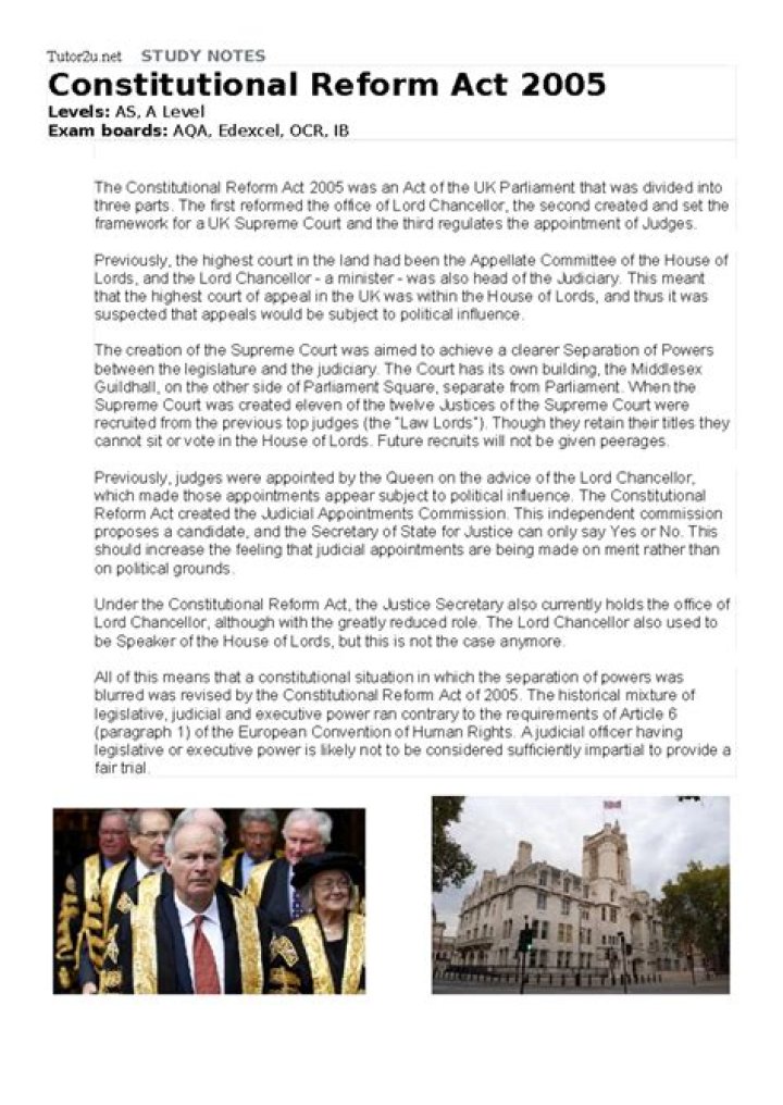 What did Constitutional Reform Act 2005 do?