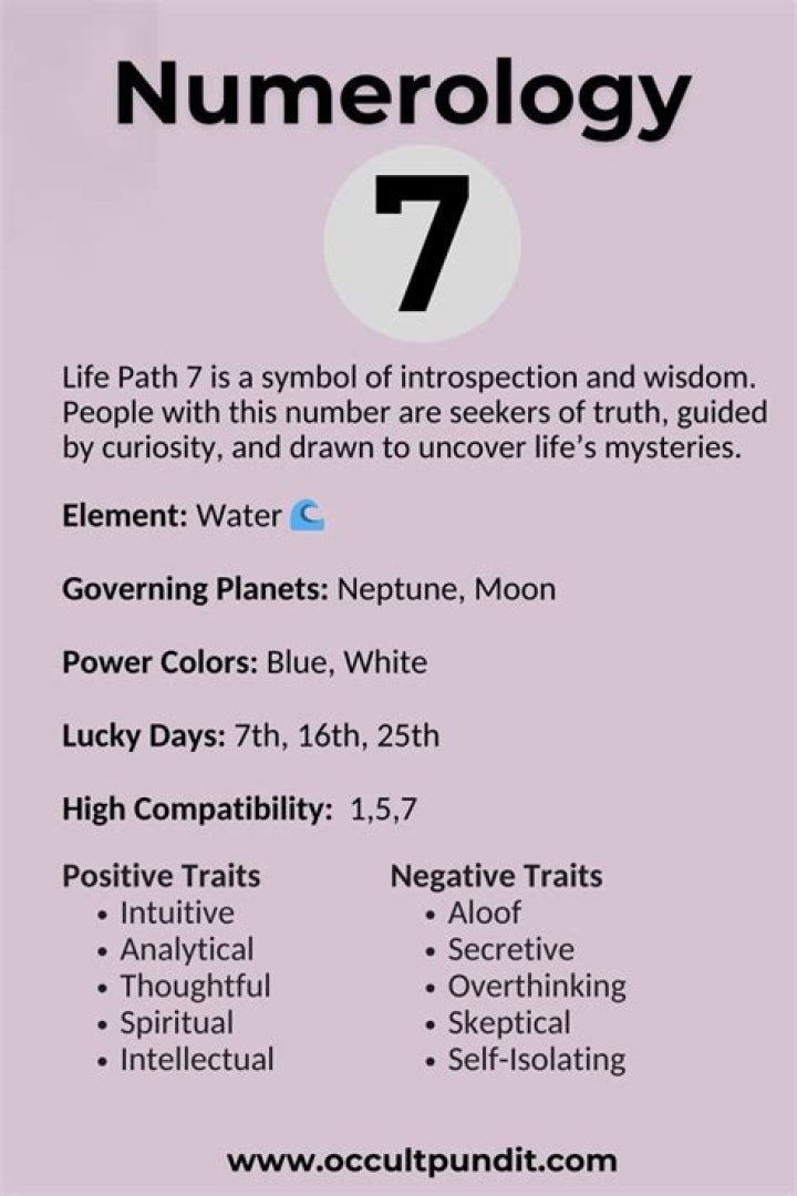 What does number 7 represent in numerology?