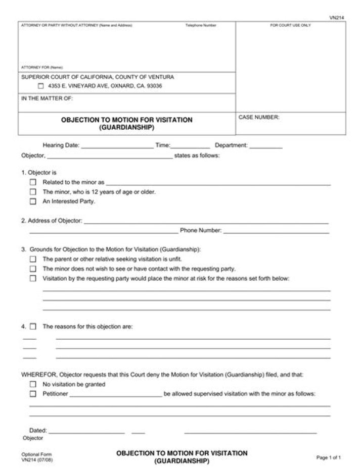 What forms do I need to file for visitation in California?