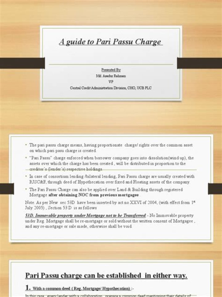 What is 1st pari passu charge?