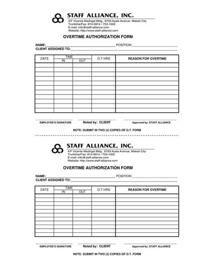 What is an overtime Authority form?