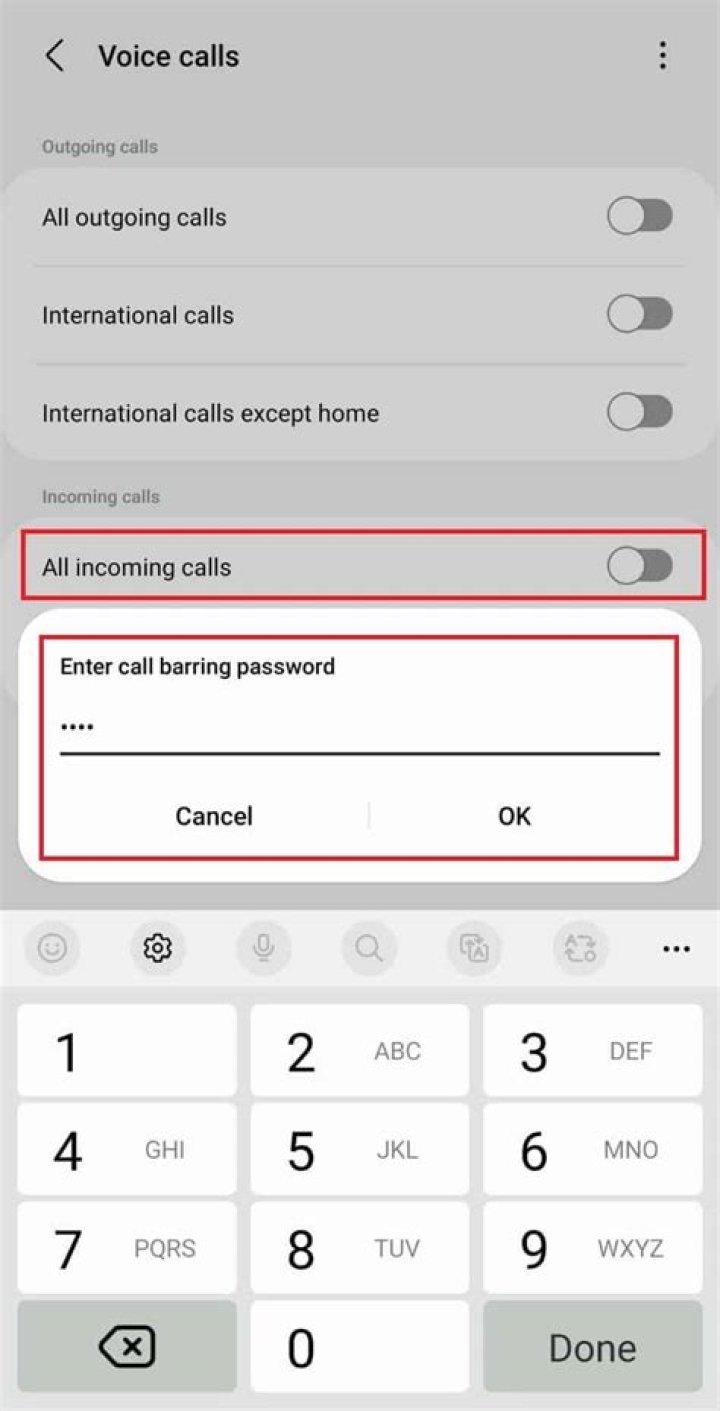 What is barring password for Nokia?