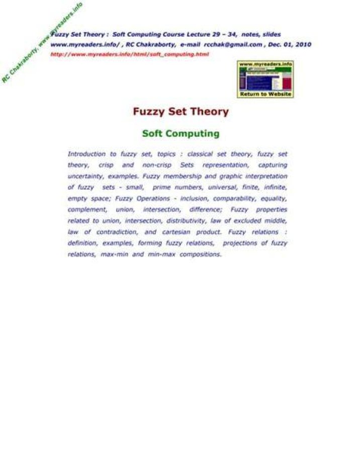 What is fuzzy set theory in soft computing?
