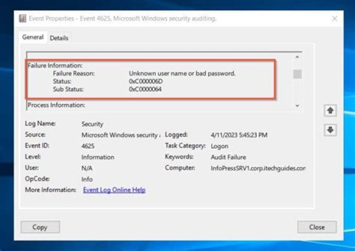 What is the event ID for bad password?