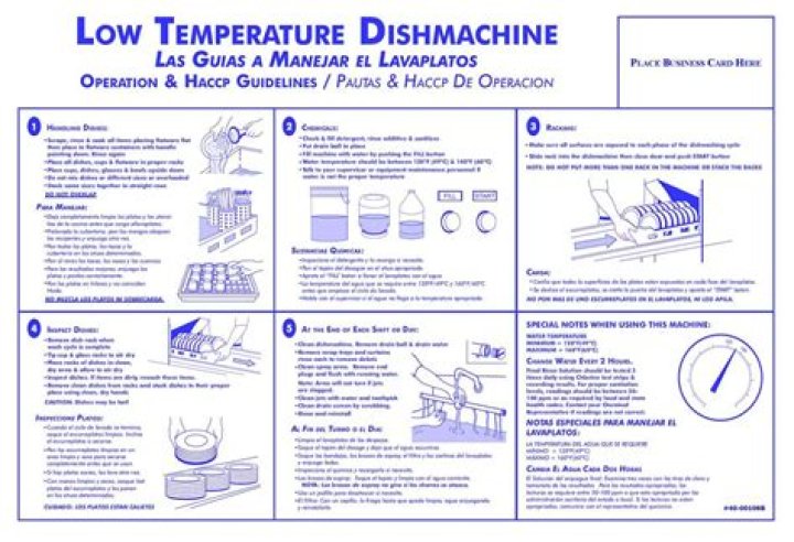 What temperature should a low temp dish machine wash cycle be?